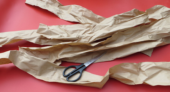 strips of brown paper